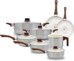 Kit Jogo de Panelas Casambiente 8 Peças Alumínio com Indução Revestimento Cerâmica para Cozinha