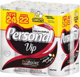 Personal VIP - Papel Higiênico Folha Dupla, Branco 24 unidades (Embalagem pode variar)