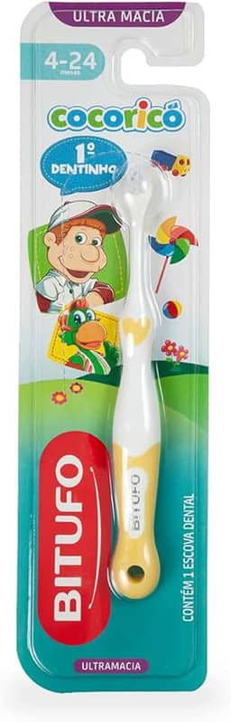 Escova de Dente Infantil Bitufo Cocoricó Primeiro Dentinho Ultramacia para 4 a 24 meses, Bitufo