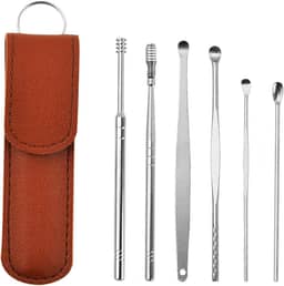Inovador conjunto de ferramentas de limpeza de cera de ouvido de mola em aço inoxidável, conjunto de ferramentas de limpeza de orelha, limpador de cureta de orelha, kit de remoção