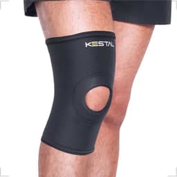 Kestal Joelheira com Orifício e Reforço Patelar de compressão ortopédica Preto, GG