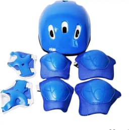 Kit de Proteção Infantil 7 Peças, Capacete, Joelheiras, Cotoveleiras e Munhequeiras, Preto, para Crianças Acima de 3 Anos, Equipamento de Segurança para Patins, Skate e Patinete