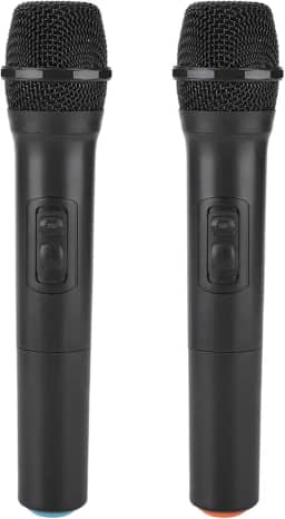 Cryfokt Microfone Sem Fio Recarregável, de Microfones Sem Fio de Mão Duplo e Profissional Dinâmico, Com Antena Receptora para Festa na Igreja Cantando karaokê, Microfone de Mão Sem Fio