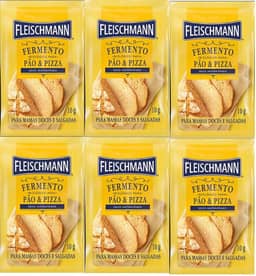 Kit 6 Fermento Biológico Pão e Pizza Seco Fleischmann 10g