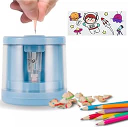 Apontador Elétrico Automático com Lâmina de Aço Inoxidável, Depósito para Resíduos, Design Moderno e Prático – Ideal para Estudantes, Escritório e Uso Diário Professor, faculdade - TYDA (AZULCLARO2)