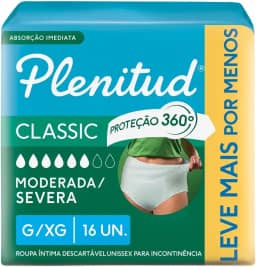 Plenitud Roupa Íntima Classic para Incontinência G/XG-16 un