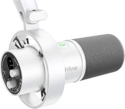 FIFINE Microfone dinâmico XLR estúdio,microfone USB para podcast PC para gravação streaming, vocal XLR/USB mic com Tap-to-Mute,botão de ganho,monitoramento de fones ouvido-Amplitank K688 Branco