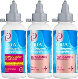 Kit Cora Para Cutilagem Europeia KinQ Removedor Expresso Mais KinQ Esfoliante e KinQ Creme Hidratante para Cutículas Fórmula Com Karité e Cravo Cora
