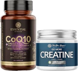 CoQ10 - Coenzima Q10 + Ômega 3TG + Vitamina E - Essential Nutrition (120+Creatina 150g The One Supps)
