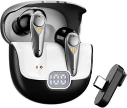 Basike Fone de Ouvido Gamer Sem Fio Bluetooth 5.4, Headset 2.4GHz com Baixa Latência 30ms, Mic ENC, Display LED, Receptor Type-C – PS5/4, Switch, PC, Steam Deck e VR – Preto