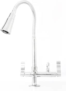 Torneira Flexível de Mesa Cozinha Saída para Purificador 1/4 de Volta Tubo Cromado Dois Jatos Samer