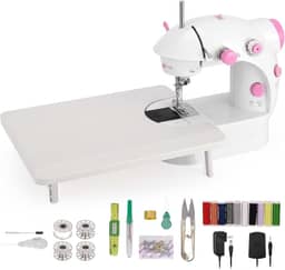 Mini Máquina Costura Máquina Costura Portátil com Mesa Extensível Luz 110V 220V Máquina Costura Doméstica para DIY Roupas Casa Viagens