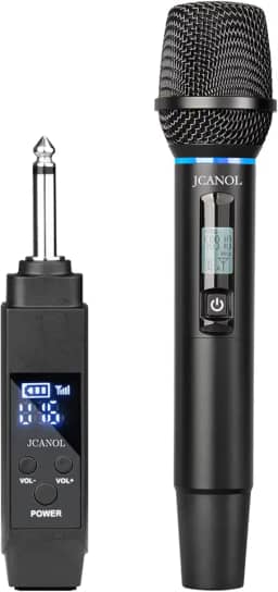 Microfone sem fio, microfone UHF profissional para karaokê, sistema de microfone dinâmico sem fio com receptor recarregável, plug and play, discurso, casamento, igreja, sistema de PA