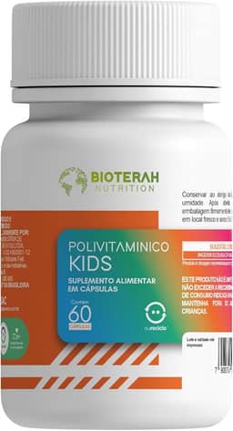 Polivitamínico Kids 60CAPS BIOTERAH - Suplemento Infantil Completo Vitaminas e Minerais Suporte Nutricional