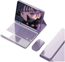 Capa Para iPad Air 4ª Air 5ª Geração + Smart Keyboard+Mouse (Cinza Lavanda, Teclado de toque)