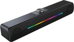 Caixa de Som Gamer RGB Automático 6W Estéreo USB para PC e Notebook, Soundbar com Controle de Volume Giratório