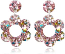 Brincos com pingente de flor vazada vintage flor margarida 60 anos 70 anos brincos de flor para mulheres meninas dia das mães/presente de dia dos valentianos 70 anos 80 joias