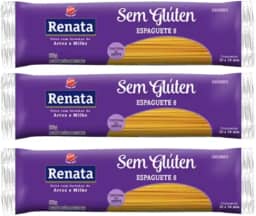 Kit 3 Pacotes de Macarrão Espaguete Sem Glúten 500g - Renata