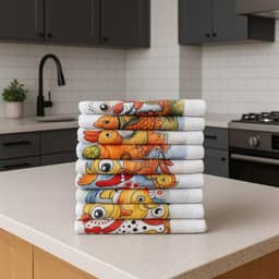 Kit 10 Panos Prato Algodão 45x75cm Econômico Durável Estampado Multiuso Limpeza Cozinha