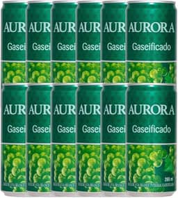 Suco de Uva Gaseificado Aurora: Lata de 269 ml Combo com 12 Unidades, Bebida Refrescante e Sem Conservantes, Baixo em Sódio (269ml, Uva branco)