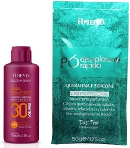 Kit Banho de Lua Ox 30 volumes 75ml e Pó Descolorante Rápido Queratina 50g