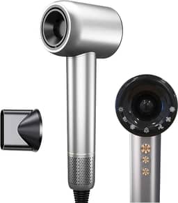 Secador de Cabelo Profissional 1500W, Baixo Ruído, Íons Negativos, Controle de Temperatura, Secador de Cabelo Com Difusor, Motor Brushless de Alta Velocidade (120000 RPM) , Secagem Rápida, Portátil, 127v/20A