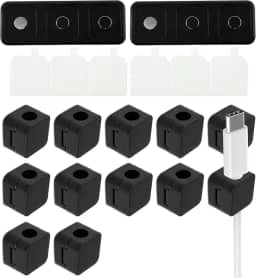Pacote com 12 clipes magnéticos para cabos, organizador de cabo magnético compacto, organizador de cabos magnético prático, suporte de cabo magnético estável para casa, escritório, carro, parede, mesa