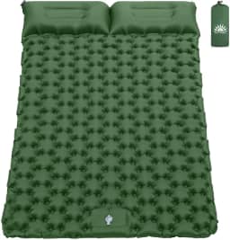 Colchão Inflável para Camping Casal com Travesseiro, Compacto e Resistente, 195 * 132 * 8cm (Verde)