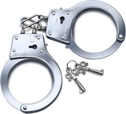 Algemas Metal Festas Fantasias Policial Carnaval, com Chaves, Acessórios de Fantasia Policial para Adultos (Prata)