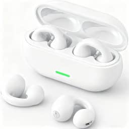 Ouvido sem Fio Com Clipe de Orelha Aberto, Fones de Ouvido Esportivos sem Fio Bluetooth 5.3, Microfone e Gancho de Orelha Integrados, 36 Horas de Reprodução, Design à Prova D'água(Branco)