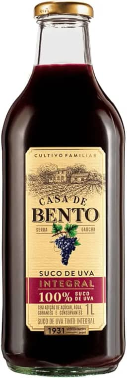 Suco de Uva Natural Tinto Vidro Integral Casa de Bento 1L