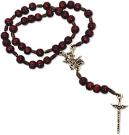 Terço São Miguel Arcanjo Com Novena Guia Impresso Em Madeira Espada Do Combate