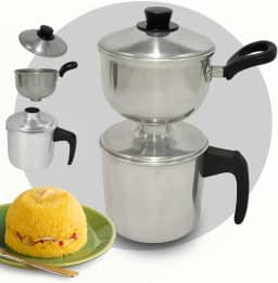 Cuscuzeira Individual Alumínio Polido ou Craqueado 1 ou 2 Medidas Cuscuzeiro Tradicional para Cuscuz Nordestino