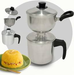 Cuscuzeira Individual Alumínio Polido ou Craqueado 1 ou 2 Medidas Cuscuzeiro Tradicional para Cuscuz Nordestino