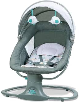 Mastela Cadeira Infantil Techno Verde Com Balanço Automático Timer E Música Criança - Até 18Kg