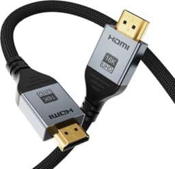 Cabo HDMI 2.2 16K 3,3FT, 96Gbps Ultra Alta Velocidade 16K @60Hz 8K @120Hz 4K @480Hz Cabo HDMI HDCP 2.3 e HDR10 para PS5/Xbox Series X|S/Roku TV/PC/Monitor/Blu-ray/Projetor