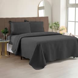 Cobre Leito Colcha Casal Queen Dupla Face com Toque Macio 200 Fios Ultrasonic 03 Peças Bulet - Chumbo