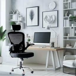 Cadeira de Escritório Executiva Presidente. Moderna com Apoio para Cabeça e Lombar - Preta. Selo de Conformidade Ergonômica NR-17