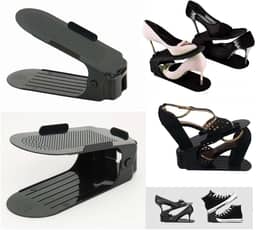 Kit 20 Organizadores de sapato, saltos e tênis com regulagem de altura - Preto