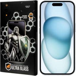 Gshield Película de Vidro Temperado Ionizado Anti-Reflexo Anti Impacto 100% de sensibilidade Tela Toda, Ultra Glass para (iPhone 15)