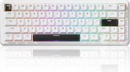 ATTACK SHARK X65 HE com fio,interruptor magnético de gatilho rápido,65%,teclado mecânico para jogos, efeito Hall RGB Hot Swap,atuação ajustável,taxa de pesquisa de 8 KHZ,teclas PBT,Win/Mac(Branco)