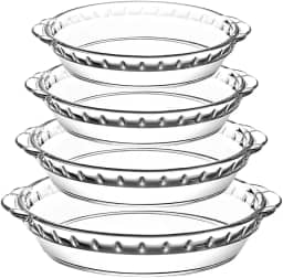 Conjunto 4 Travessas de Vidro Redondas Life Tamanhos 7P, 8P, 9P e 10P Travessas Refratárias Transparentes Armazenar e Preparar Alimentos, Ideal para Mesa Posta, Forno e Receitas do Dia a Dia