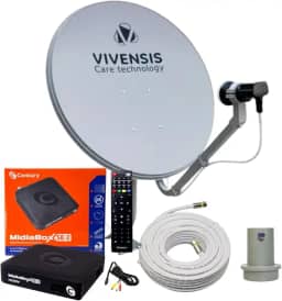 Kit Antena Receptor Digital Midiabox SE-2 Lnbf 5g Ku Cabo Cor Preto 110v/220v