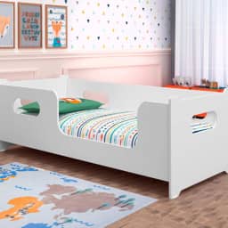 Cama Solteiro MDF Montessoriana Espaçosa Robusta Grade de Proteção Resistente