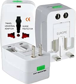 Adaptador de Tomada Universal Para Viagem Padrão Internacional Europa UK Asia EUA JP AU EU Europeu 3 Pinos Mais de 150 Países Bivolt Trava de Segurança Portátil Ajustável Super PREMIUM