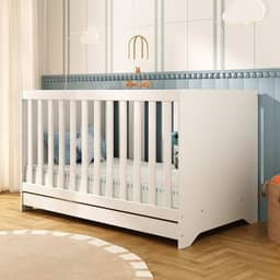 Berço Americano 3 em 1 Multimóveis para Colchão 130x70cm Conversível em Mini Cama e Sofá - Branco - Modelo 0527PA
