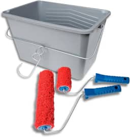 Rolo Cabelo de Anjo Textura Decorativa Massa Corrida Argamassa Rolos de 23cm e 10cm com Cabo + Caçamba de Pintura com Alça