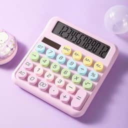 Calculadora mecânica, tela grande de 12 dígitos, calculadora de mesa com botões grandes, fofa e estética para mesa de escritório - roxo
