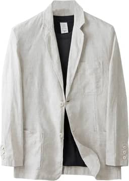 Blazer masculino de linho com dois botões, jaqueta esportiva, leve, blazers de cor sólida