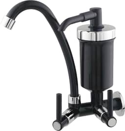 Torneira De Parede Para Cozinha Bica Alta Com Filtro 1/4 De Volta B Preta Com Cromado